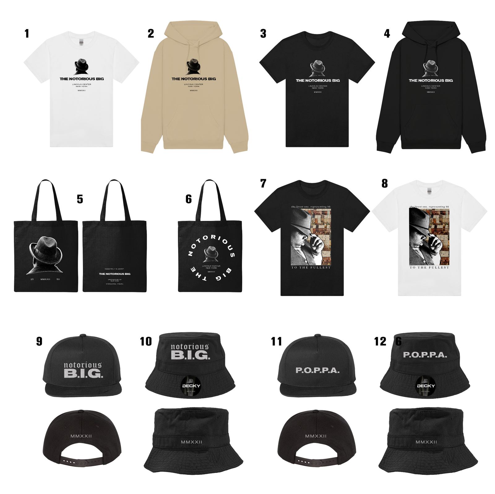 Artist merchandise — Lido, Biggie Smalls, Otis Redding